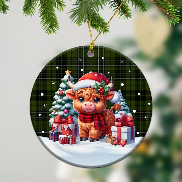 McLean Hunting Tartan Christmas Ceramic Ornament - Highland Cow Winter Style Online Hot Sale - Image 2