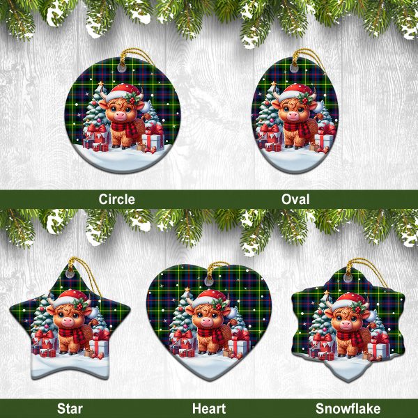 Farquharson Modern Tartan Christmas Ceramic Ornament - Highland Cow Winter Style Online Hot Sale