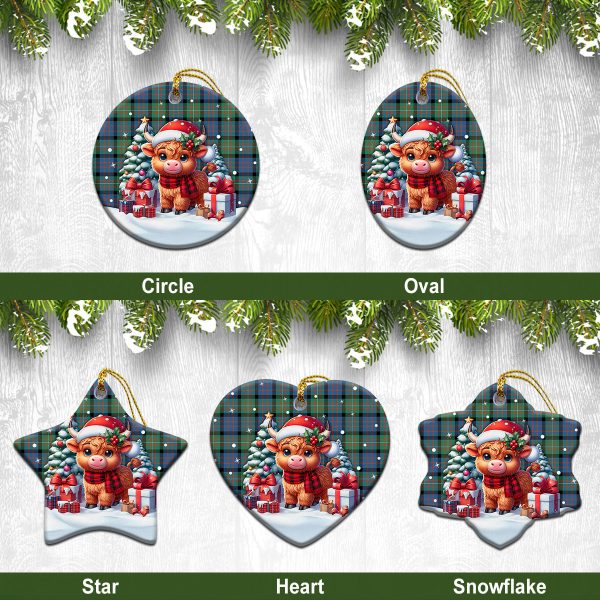 MacDonnell of Glengarry Ancient Tartan Christmas Ceramic Ornament - Highland Cow Winter Style Online Hot Sale