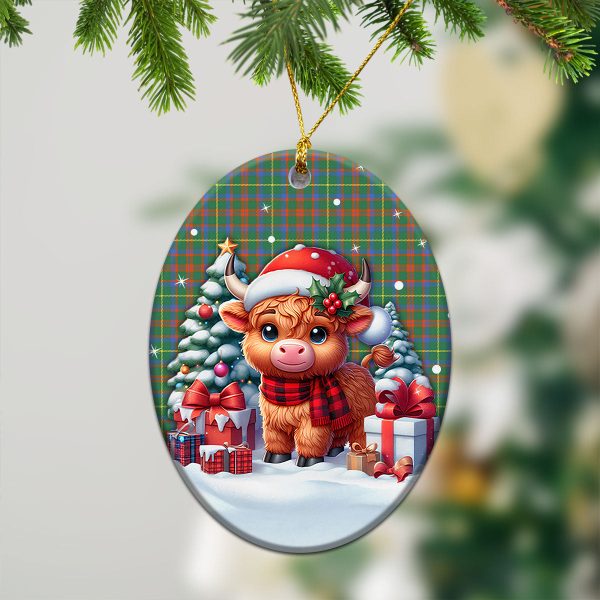 McKintosh Hunting Ancient Tartan Christmas Ceramic Ornament - Highland Cow Winter Style Hot on Sale - Image 3