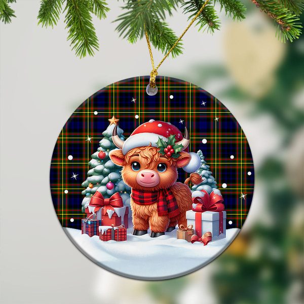 MacLellan Modern Tartan Christmas Ceramic Ornament - Highland Cow Winter Style Discount - Image 2