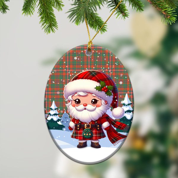 MacKinnon Ancient Tartan Christmas Ceramic Ornament - Santa Claus In Kilt Style Online Hot Sale - Image 3