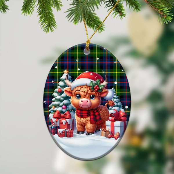 Farquharson Modern Tartan Christmas Ceramic Ornament - Highland Cow Winter Style Online Hot Sale - Image 3