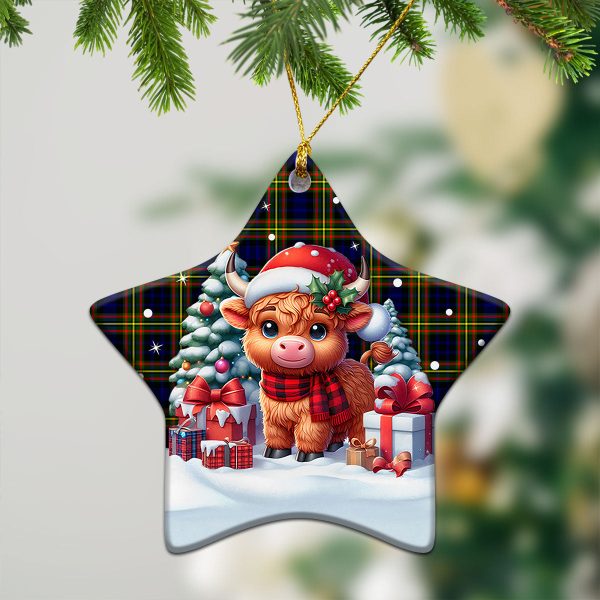 MacLellan Modern Tartan Christmas Ceramic Ornament - Highland Cow Winter Style Discount - Image 4