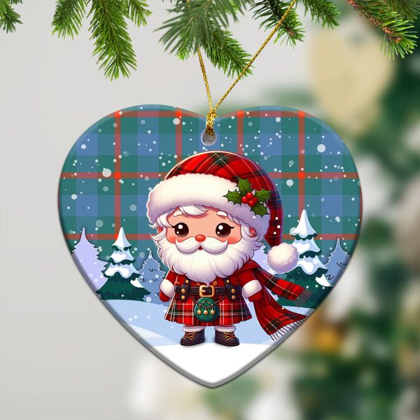 Agnew Ancient Tartan Christmas Ceramic Ornament - Santa Claus In Kilt Style Supply - Image 5