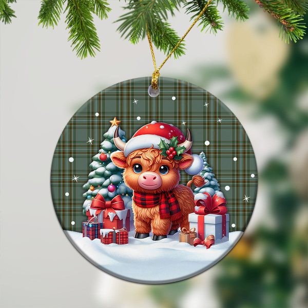 Kelly Dress Tartan Christmas Ceramic Ornament - Highland Cow Winter Style For Sale - Image 2
