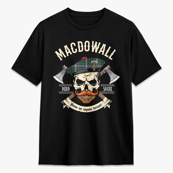 MacDowall Tartan Crest 2D T-shirt - Alba Skull Style Online