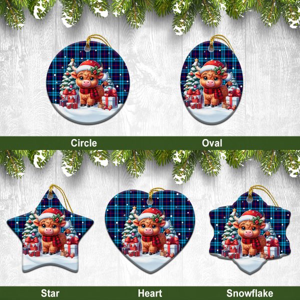 McCorquodale Tartan Christmas Ceramic Ornament - Highland Cow Winter Style Cheap
