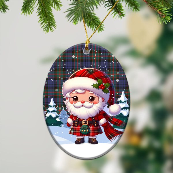 Fletcher of Dunans Tartan Christmas Ceramic Ornament - Santa Claus In Kilt Style Fashion - Image 3