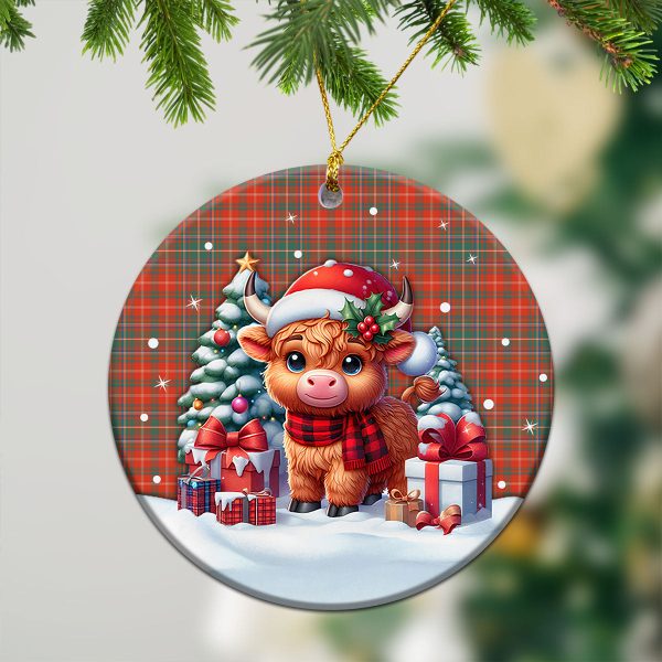 McDougall Ancient Tartan Christmas Ceramic Ornament - Highland Cow Winter Style For Cheap - Image 2