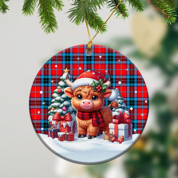 McTavish Modern Tartan Christmas Ceramic Ornament - Highland Cow Winter Style Online - Image 2