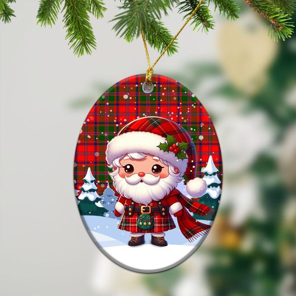 Stewart of Appin Modern Tartan Christmas Ceramic Ornament - Santa Claus In Kilt Style Discount - Image 3
