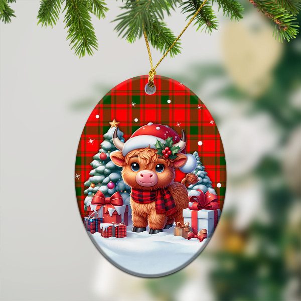 MacQuarrie Tartan Christmas Ceramic Ornament - Highland Cow Winter Style For Sale - Image 3