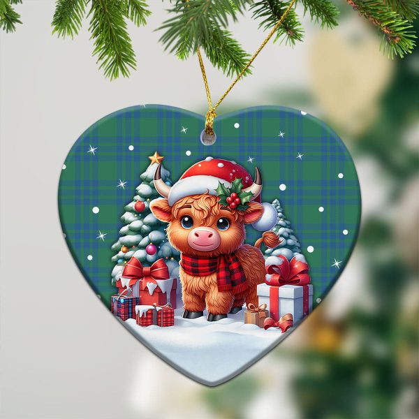 Montgomery Ancient Tartan Christmas Ceramic Ornament - Highland Cow Winter Style For Discount - Image 5