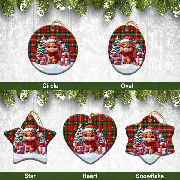 Fairlie Tartan Christmas Ceramic Ornament - Highland Cow Winter Style Cheap