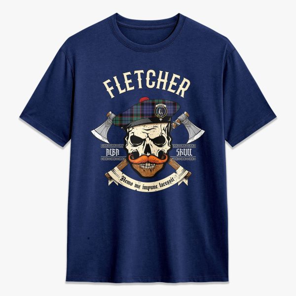 Fletcher Modern Tartan Crest 2D T-shirt - Alba Skull Style Online - Image 3