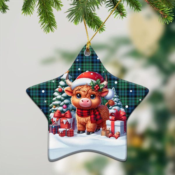 MacCallum Ancient Tartan Christmas Ceramic Ornament - Highland Cow Winter Style on Sale - Image 4