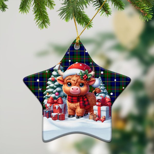 MacLeod of Harris Modern Tartan Christmas Ceramic Ornament - Highland Cow Winter Style Discount - Image 4