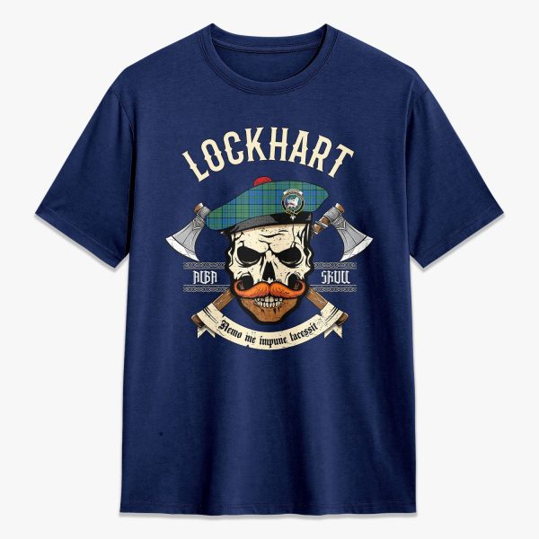 Lockhart Tartan Crest 2D T-shirt - Alba Skull Style Discount - Image 3