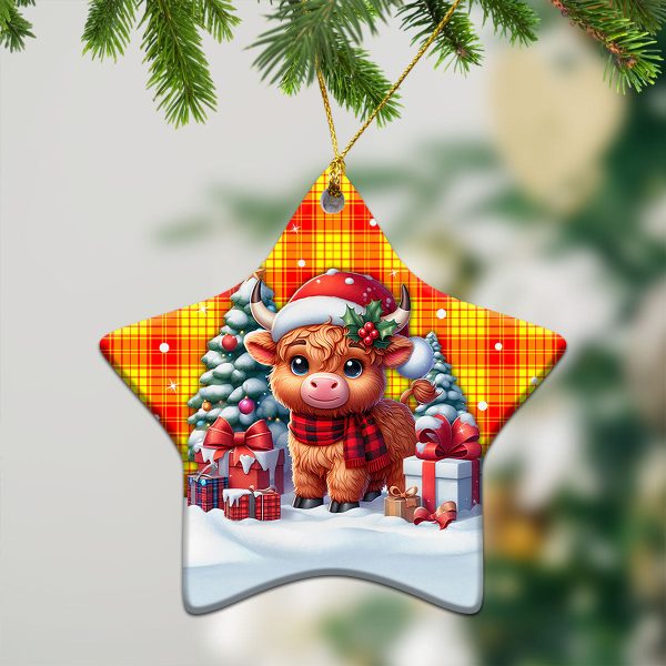 MacMillan Clan Tartan Christmas Ceramic Ornament - Highland Cow Winter Style Online Hot Sale - Image 4
