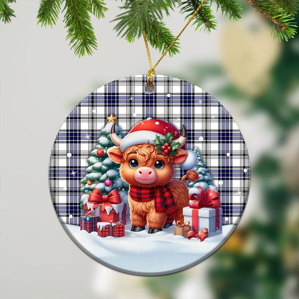 Hannay Modern Tartan Christmas Ceramic Ornament - Highland Cow Winter Style For Sale - Image 2
