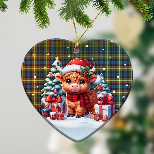 McClellan Ancient Tartan Christmas Ceramic Ornament - Highland Cow Winter Style Online now - Image 5
