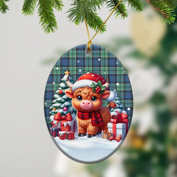 Leslie Hunting Ancient Tartan Christmas Ceramic Ornament - Highland Cow Winter Style For Cheap - Image 3