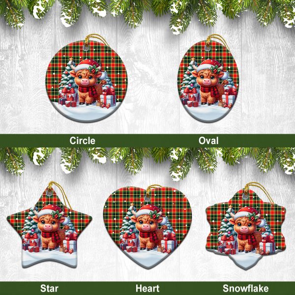 McLachlan Hunting Modern Tartan Christmas Ceramic Ornament - Highland Cow Winter Style For Cheap