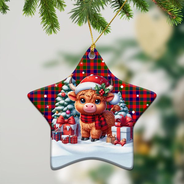Gow (of Skeoch) Tartan Christmas Ceramic Ornament - Highland Cow Winter Style Discount - Image 4