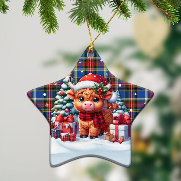 MacBeth Modern Tartan Christmas Ceramic Ornament - Highland Cow Winter Style For Sale - Image 4