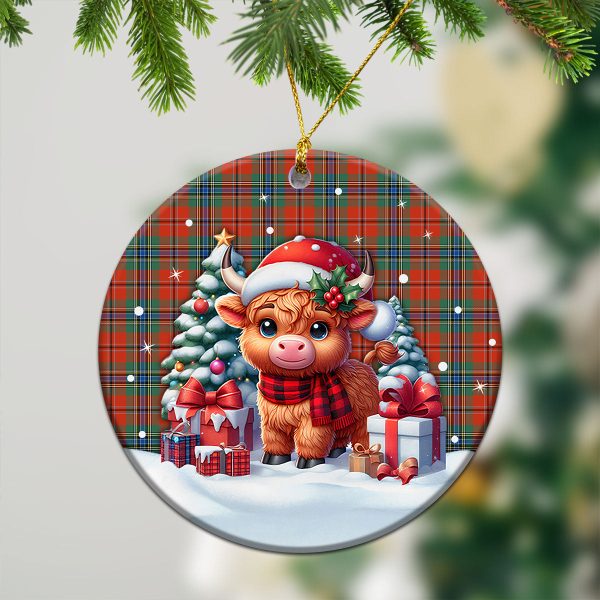 McLean of Duart Ancient Tartan Christmas Ceramic Ornament - Highland Cow Winter Style Online Sale - Image 2