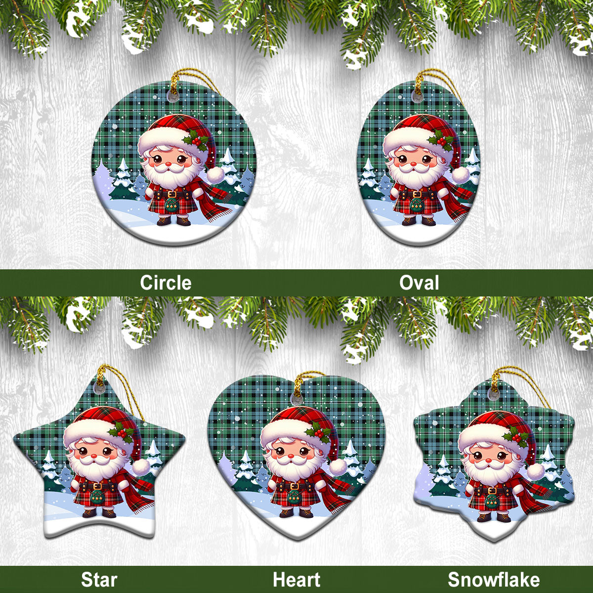 Melville Tartan Christmas Ceramic Ornament – Santa Claus In Kilt Style Online now