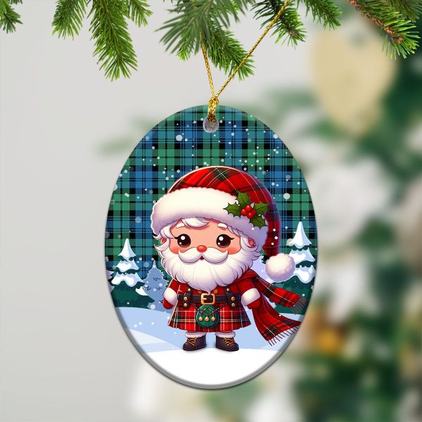 Campbell Ancient 01 Tartan Christmas Ceramic Ornament - Santa Claus In Kilt Style Fashion - Image 3