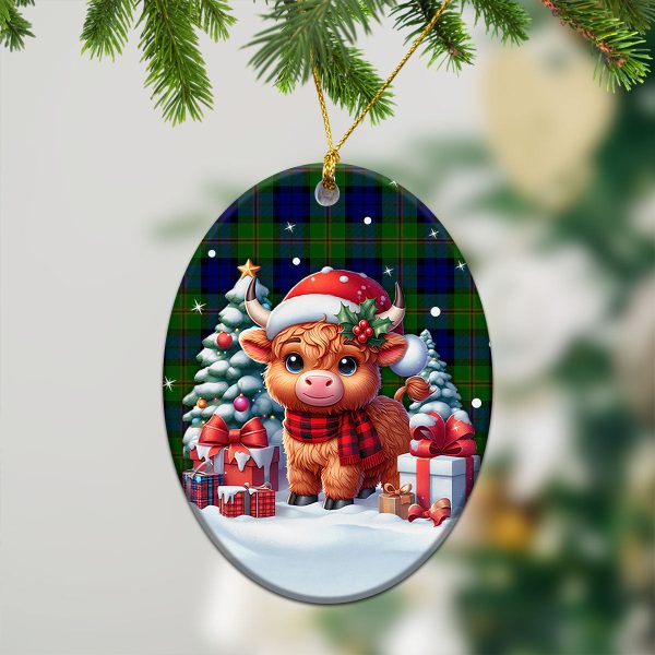Dundas Modern Tartan Christmas Ceramic Ornament - Highland Cow Winter Style For Discount - Image 3