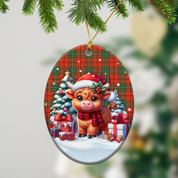 McAulay Ancient Tartan Christmas Ceramic Ornament - Highland Cow Winter Style Online - Image 3