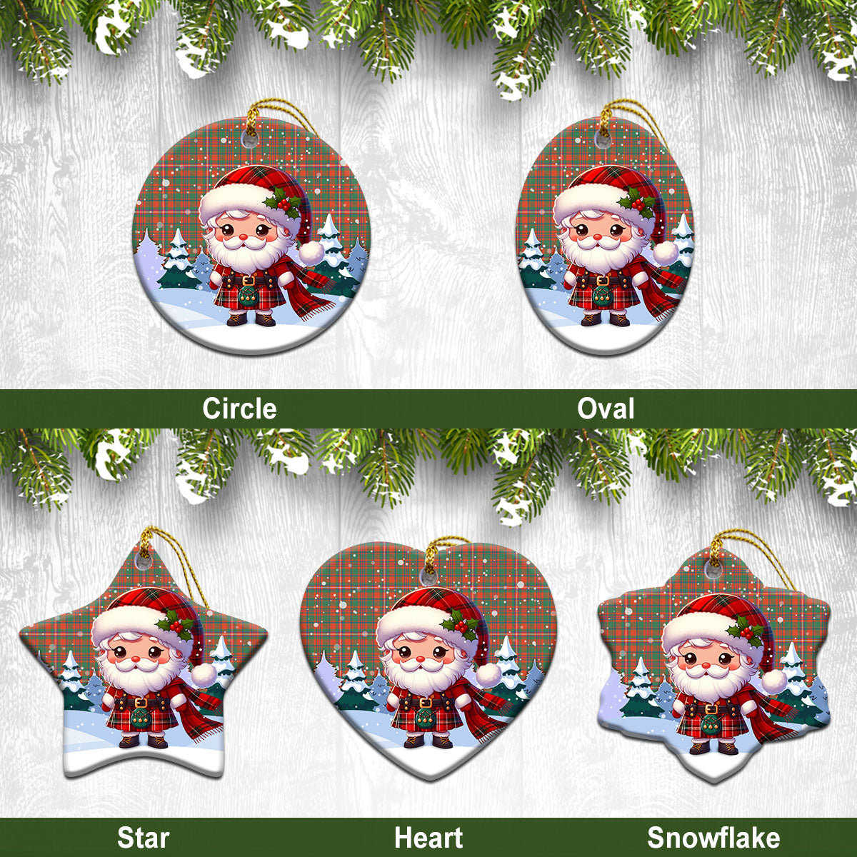MacKinnon Ancient Tartan Christmas Ceramic Ornament – Santa Claus In Kilt Style Online Hot Sale