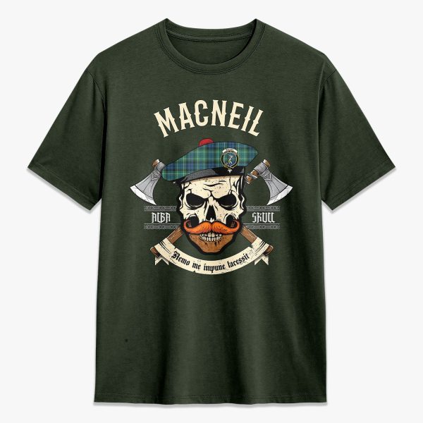 MacNeil of Colonsay Ancient Tartan Crest 2D T-shirt - Alba Skull Style Fashion - Image 5