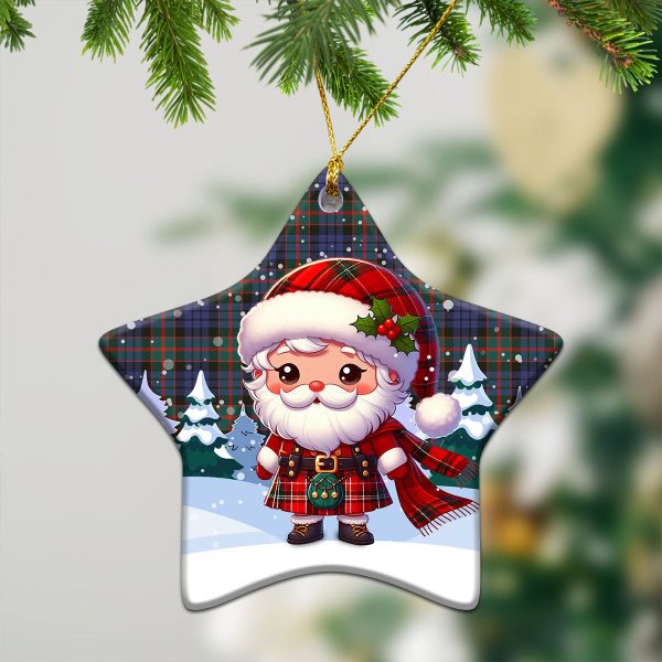 Fletcher of Dunans Tartan Christmas Ceramic Ornament - Santa Claus In Kilt Style Fashion - Image 4