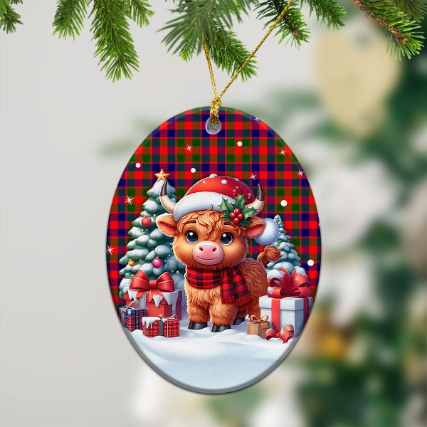 Gow (of Skeoch) Tartan Christmas Ceramic Ornament - Highland Cow Winter Style Discount - Image 3