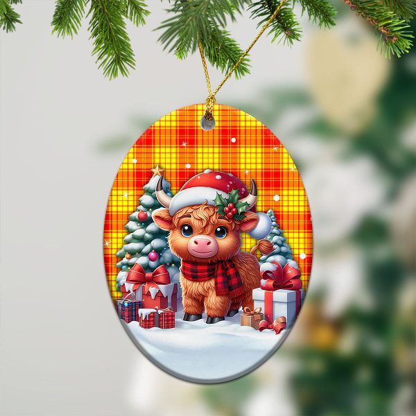 MacMillan Clan Tartan Christmas Ceramic Ornament - Highland Cow Winter Style Online Hot Sale - Image 3