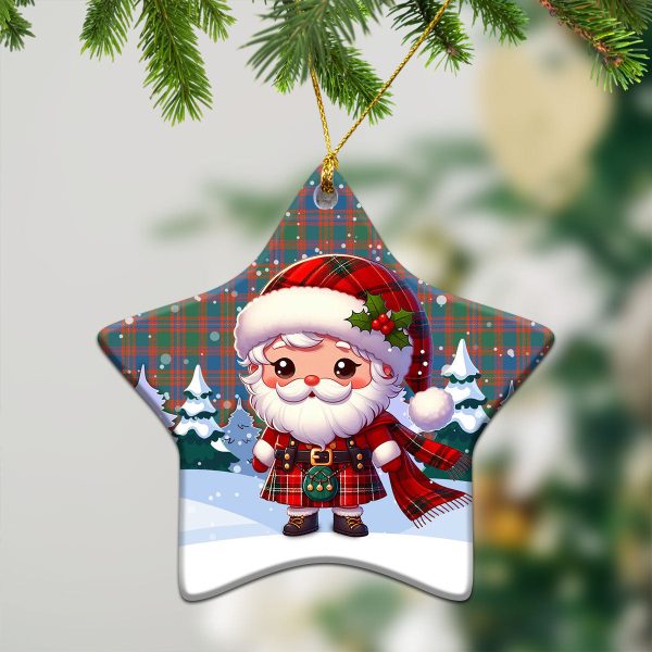 MacIntyre Ancient Tartan Christmas Ceramic Ornament - Santa Claus In Kilt Style Fashion - Image 4