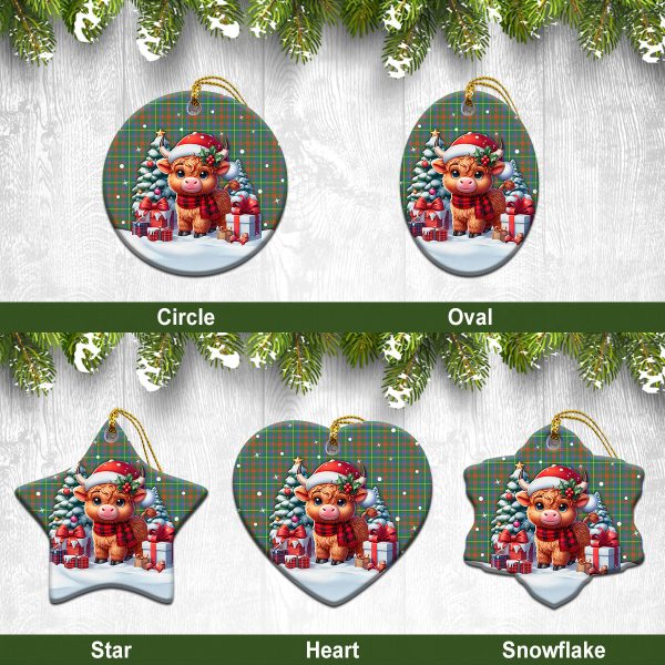 McKintosh Hunting Ancient Tartan Christmas Ceramic Ornament - Highland Cow Winter Style Hot on Sale
