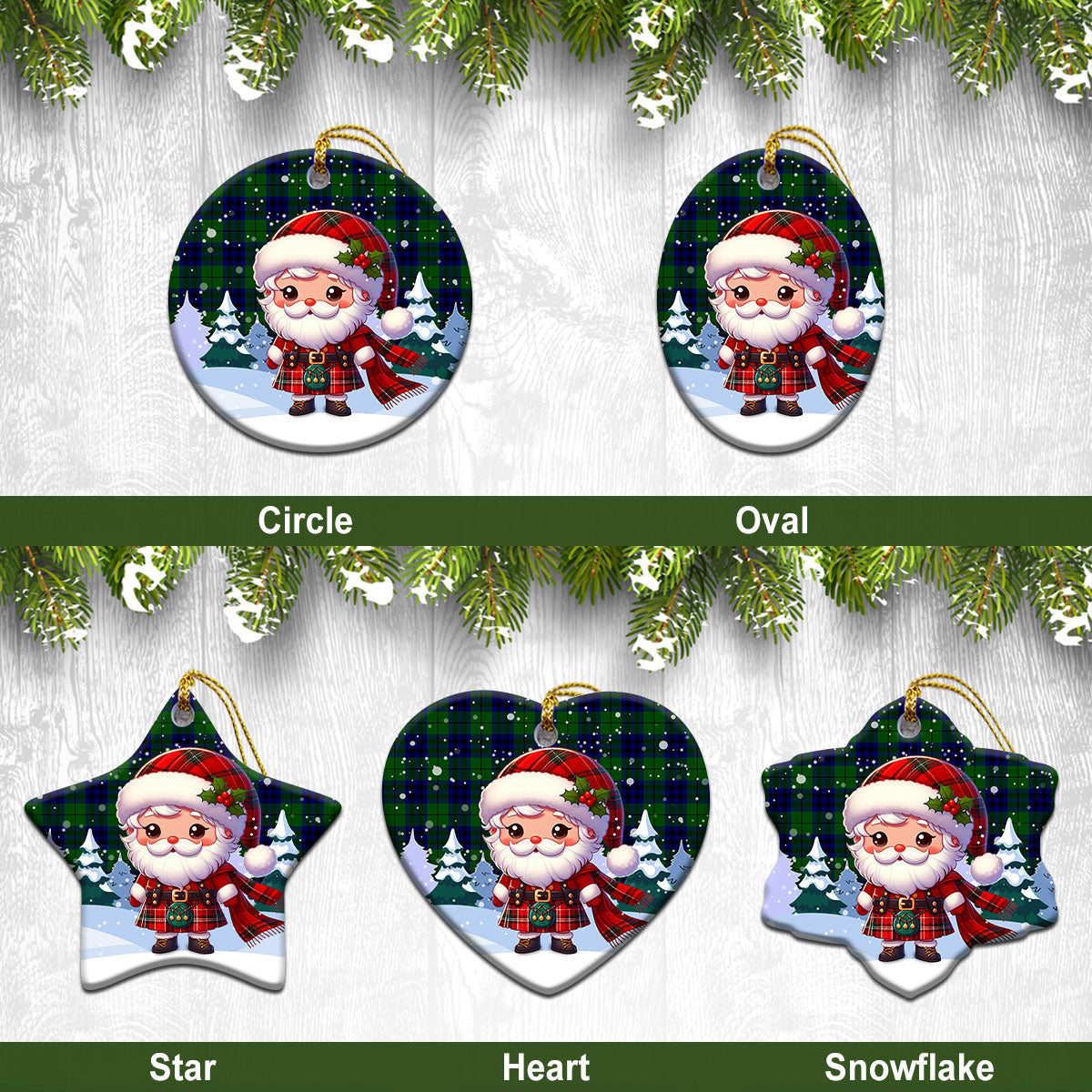 Keith Modern Tartan Christmas Ceramic Ornament – Santa Claus In Kilt Style Sale