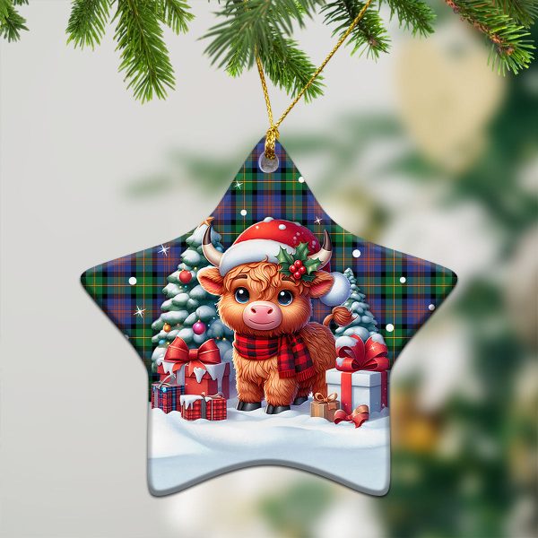 McLennan Ancient Tartan Christmas Ceramic Ornament - Highland Cow Winter Style Online now - Image 4