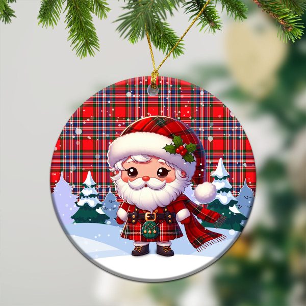 MacFarlane Modern Tartan Christmas Ceramic Ornament - Santa Claus In Kilt Style Discount - Image 2