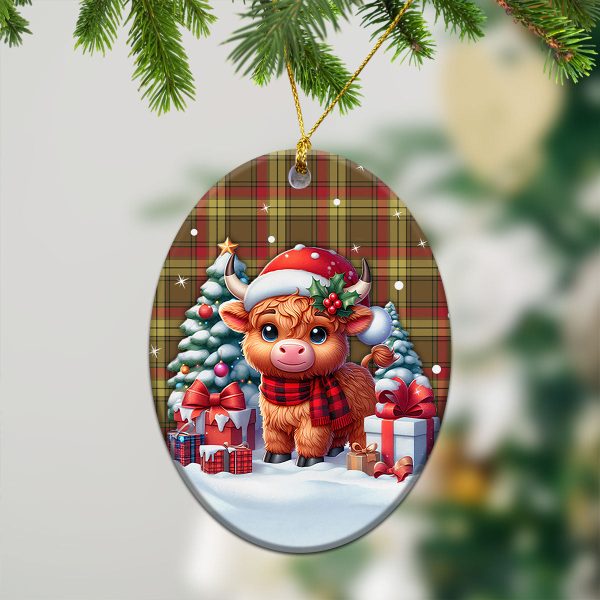 MacMillan Old Weathered Tartan Christmas Ceramic Ornament - Highland Cow Winter Style Cheap - Image 3