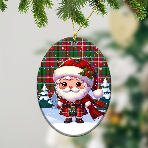 McCullough Tartan Christmas Ceramic Ornament - Santa Claus In Kilt Style Fashion - Image 3