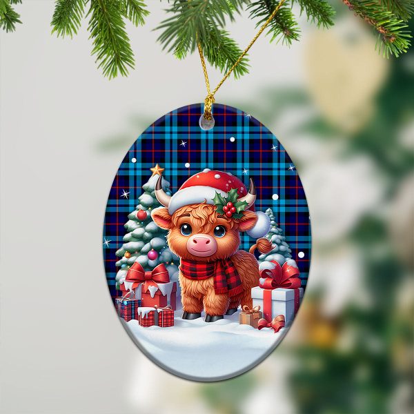 McCorquodale Tartan Christmas Ceramic Ornament - Highland Cow Winter Style Cheap - Image 3