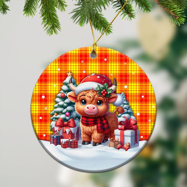 MacMillan Clan Tartan Christmas Ceramic Ornament - Highland Cow Winter Style Online Hot Sale - Image 2