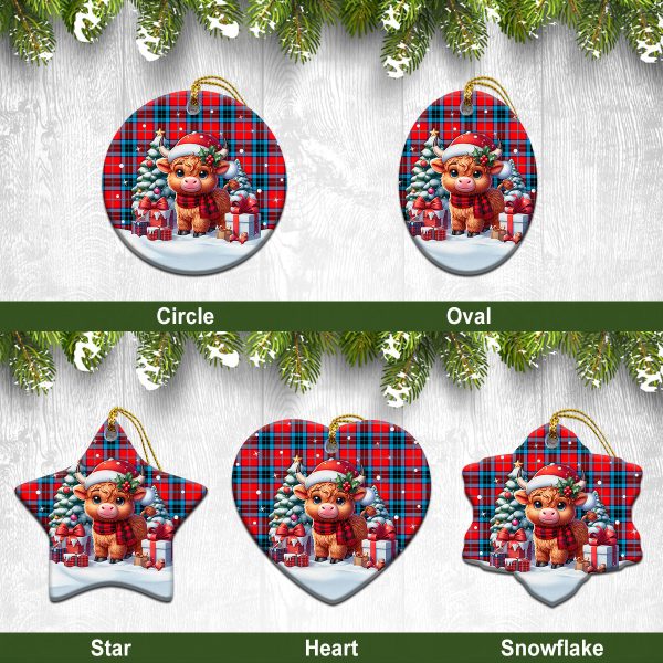 McTavish Modern Tartan Christmas Ceramic Ornament - Highland Cow Winter Style Online